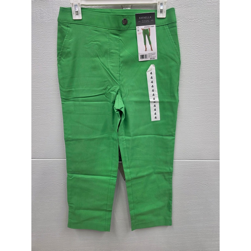 Rafaella Women Kelly Green Stretch Capri Pants Size 4 RSBSF073 NWT
